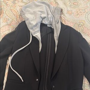 Evereve Black and Gray Blazer with Hoodie